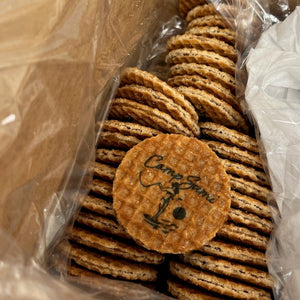 group of mini stroopwafel cookies with a design perfect for gelato and ice cream presentation